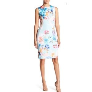Calvin Klein floral fitted dress